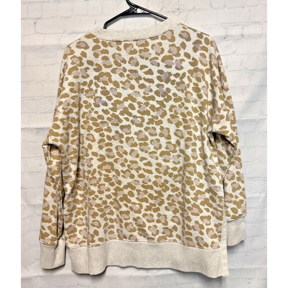Aerie Sweatshirt Size M Leopard Animal Print Quilted Design On Front Oversized - Picture 8 of 10